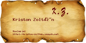 Kriston Zoltán névjegykártya